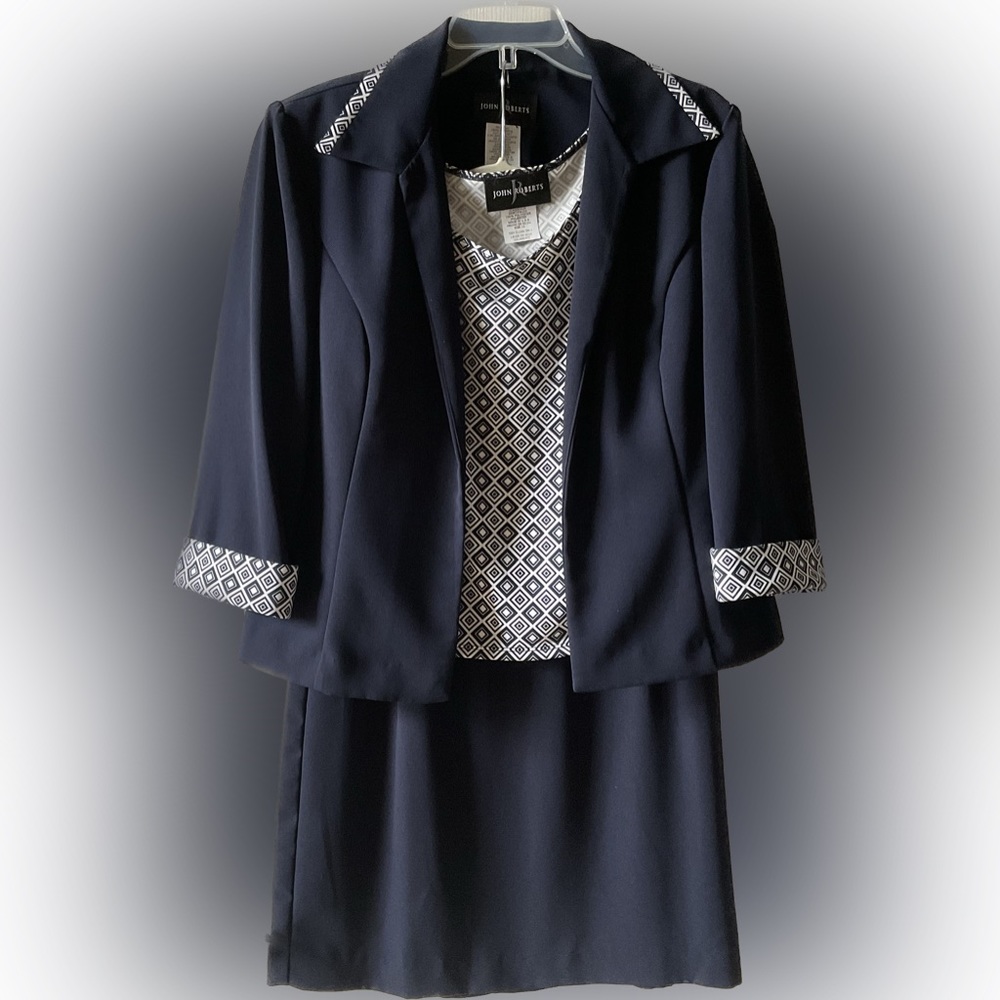 John Roberts 3 Piece Ladies Blue Suit Set Size 12